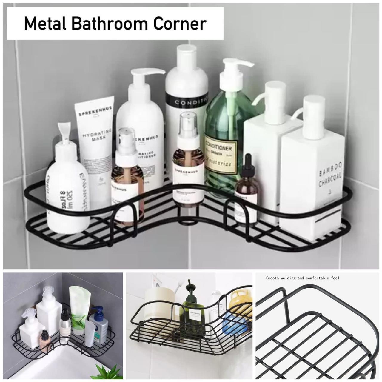 Wall Corner Rack | Multipurpose Kitchen & Bathroom Corner Organizer | Metal Wall Mount Storage Rack - Image 3
