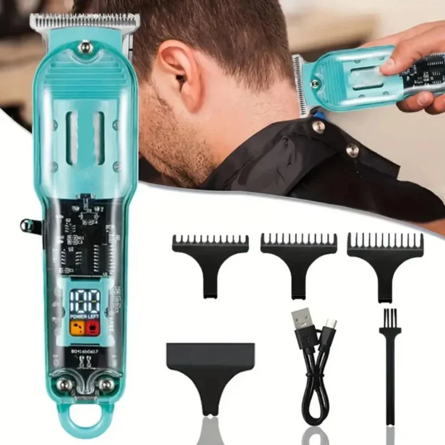 Transparent LCD Electric Hair Trimmer | USB Rechargeable | Professional Grooming - Image 6
