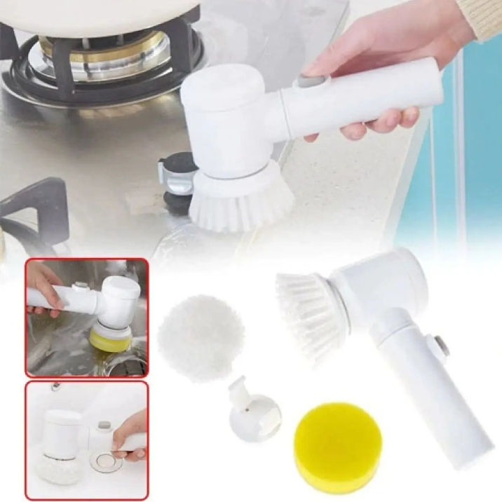 5-in-1 Rechargeable Magic Brush | Handheld Electric Scrubber | 360° Rotating with 3 Replaceable Multipurpose Brush Heads - Image 7