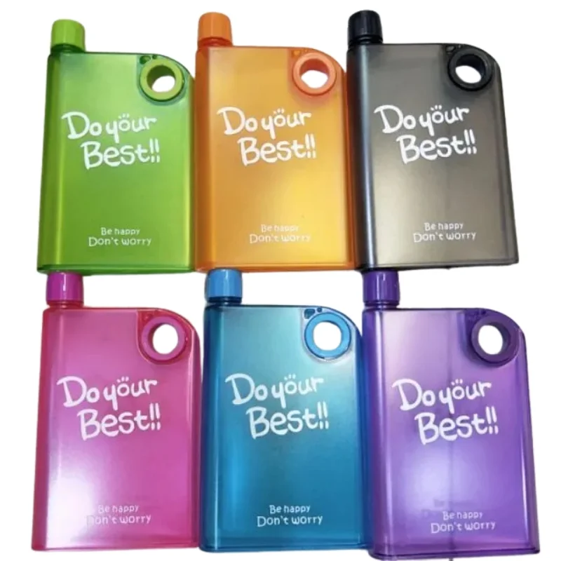 Orange Ultra Slim Notebook Style Water Bottle 380ml | Portable Memo Bottle for Travel, School & Office - Image 4