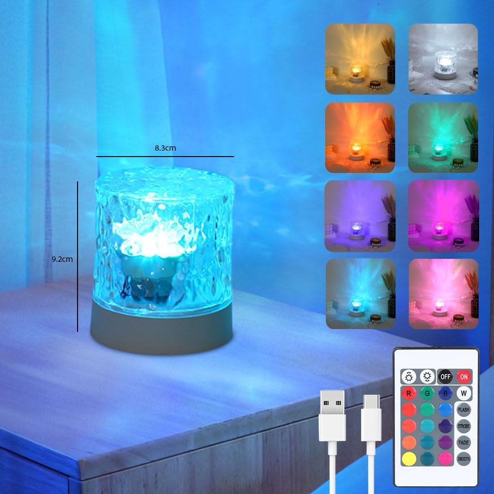 Water Ripple Lamp | 16-Color Rotating LED Night Light with Remote - Image 3