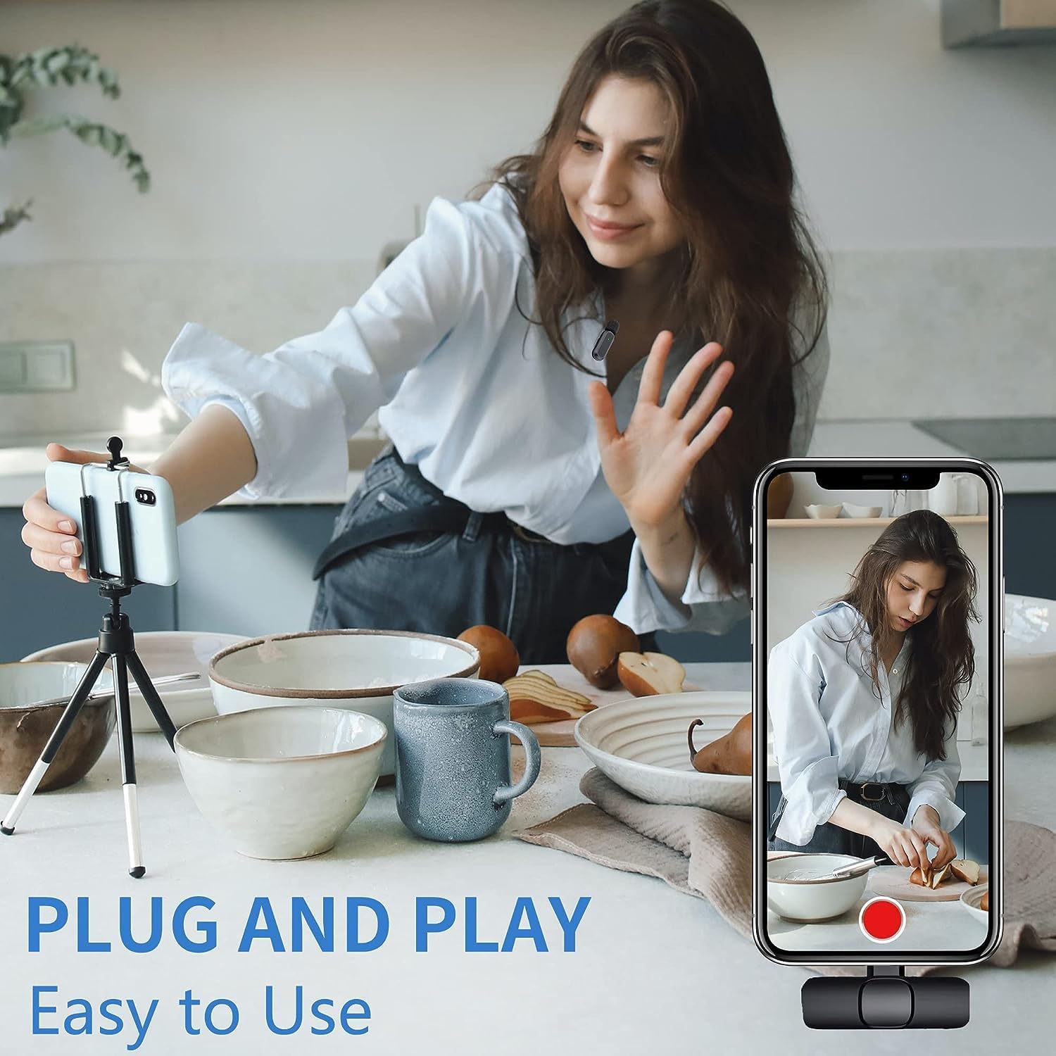 K9 Dual Wireless Lavalier Microphone | Plug & Play USB Type-C | Mic with Auto Sync & Noise Reduction - Image 3
