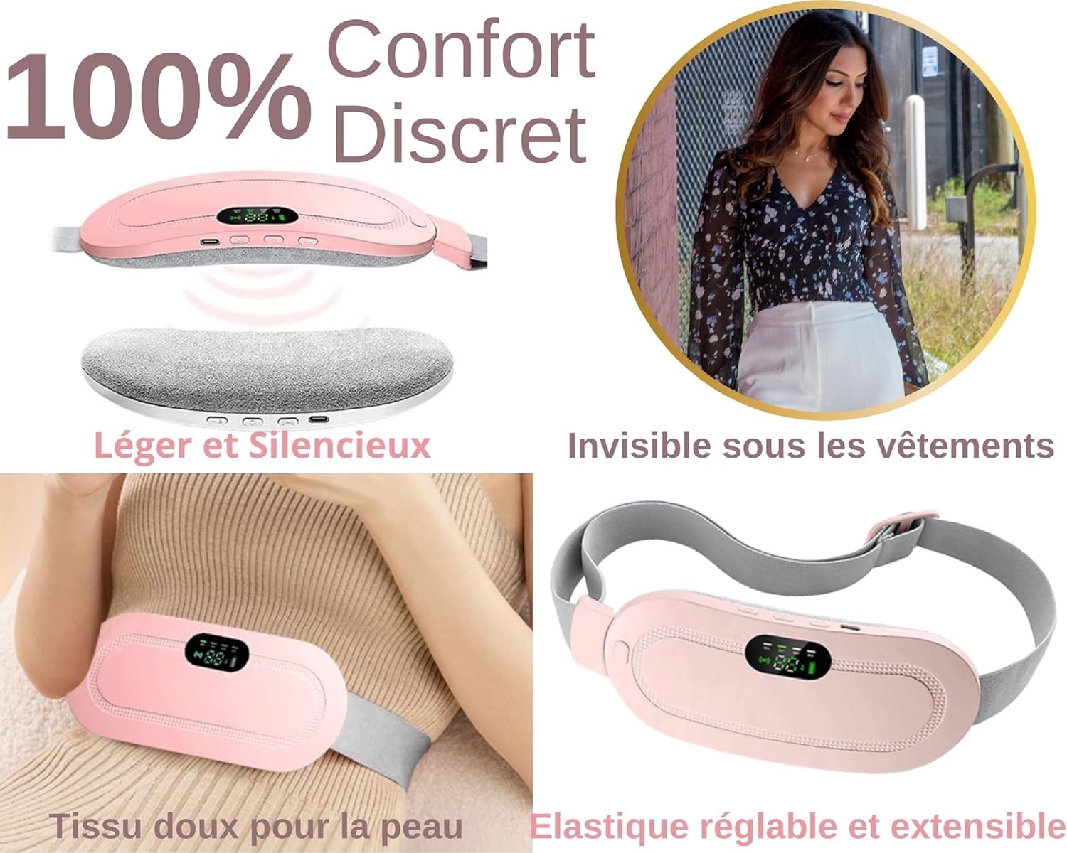 Digital Period Heating Pad & Vibrating Belt | Fast Menstrual Cramp Relief | Rechargeable & Portable - Image 5