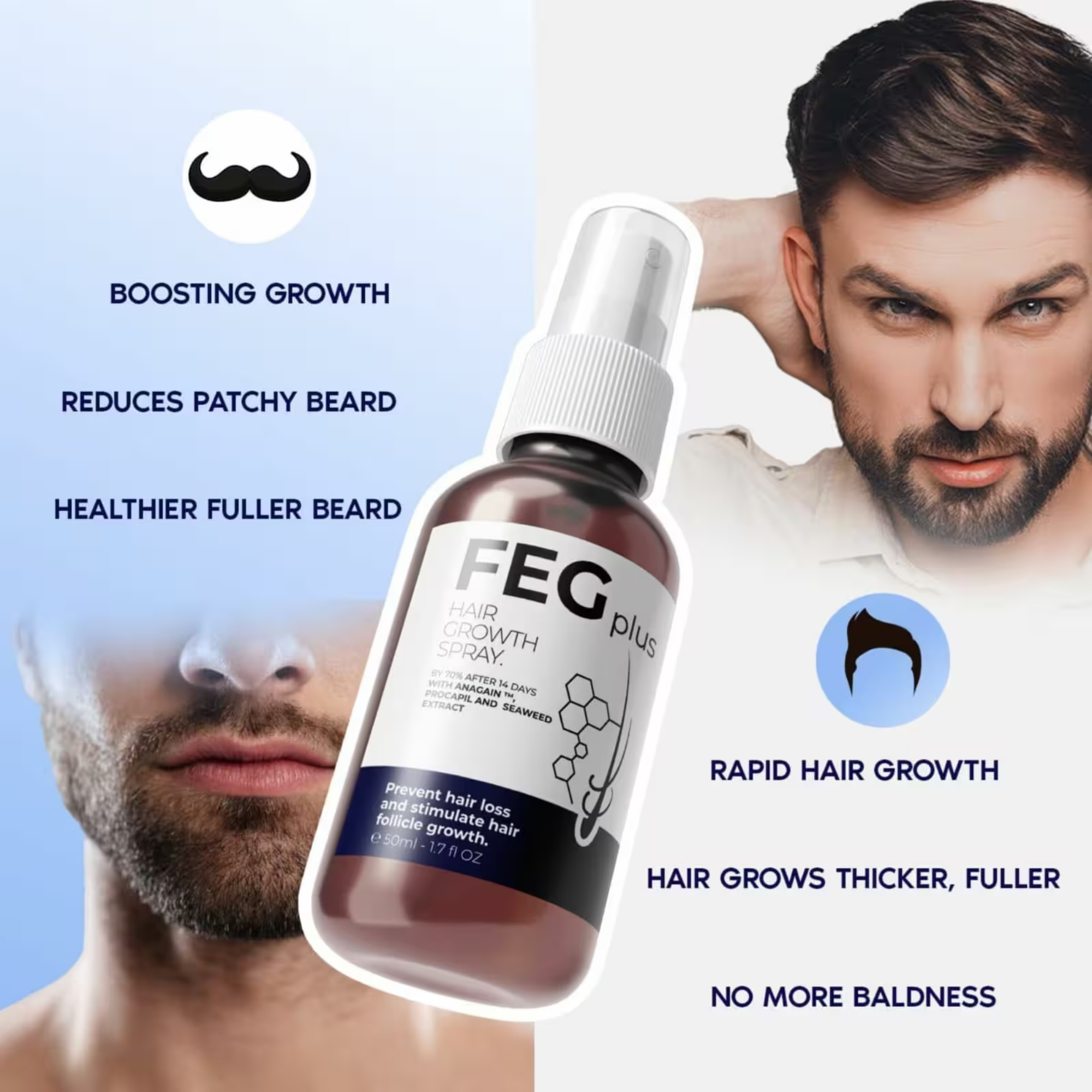 FEG Plus Hair Growth Spray 50ml | Anti-Hair Loss & Regrowth Solution - Image 7