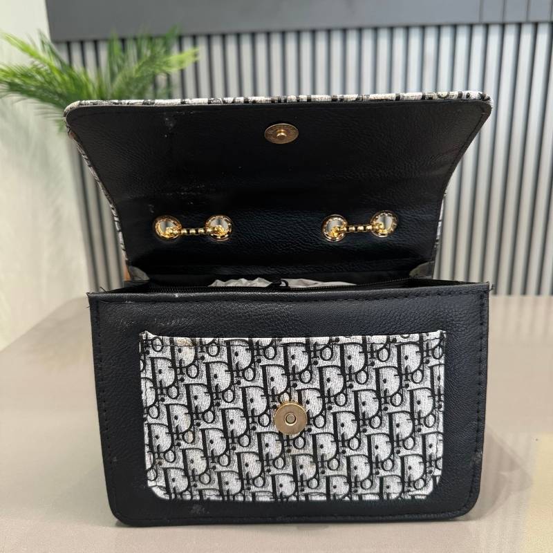 Black | Dior Oblique Canvas & Leather Flap Clutch | Luxury Designer Handbag for Women - Image 6