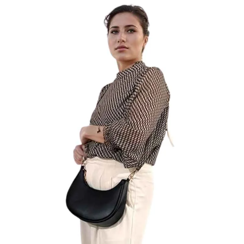 Black Luxury Fashion Hand Bag for Girls & Ladies | Stylish Shoulder & Crossbody Bag | Long Strap - Image 4