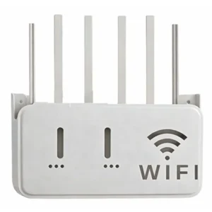 Light Gray WiFi Router Storage Box & Wall Mount Shelf Universal Cable Organizer | Space-Saving Holder for Modem, Set-Top Box & Smart Devices | Home & Office Use
