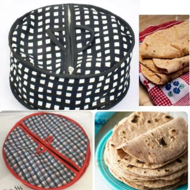 Roti Zipper Bag | Reusable Airtight & Insulated Storage Bag | Keeps Chapati Fresh, Soft & Warm | Random Design - Image 3