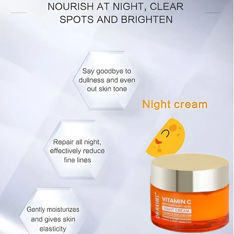 Dr. Rashel Vitamin C Brightening & Anti-Aging NIGHT Cream | Deep Repair & Skin Renewal Moisturizer (50 g) | Imported - Image 4