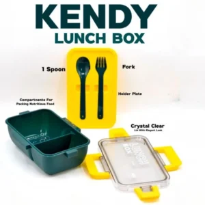 Kendy Lunch Box with Spoon & Fork | 2-Compartment Portable Tiffin Box for School & Office