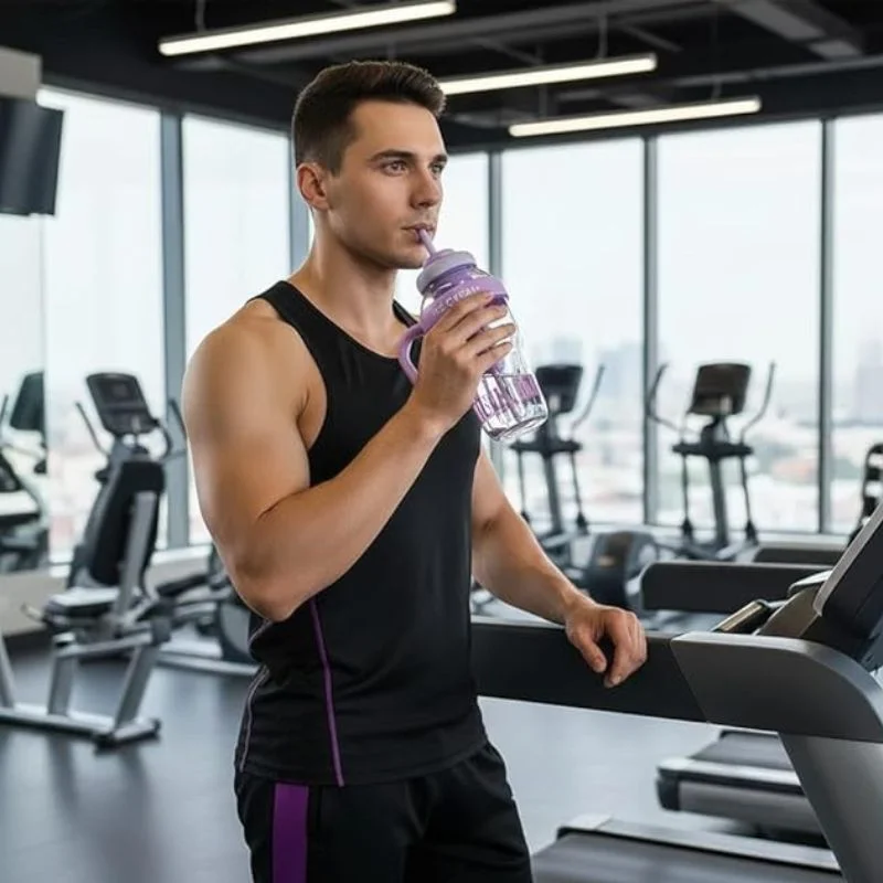 Ice Cream Water Bottle with Straw & Tea Infuser | 1400ml | | Large Capacity Gym & Summer Drink Bottle | Random color - Image 3