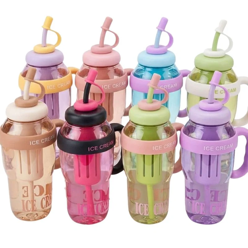 Ice Cream Water Bottle with Straw & Tea Infuser | 1400ml | | Large Capacity Gym & Summer Drink Bottle | Random color - Image 6