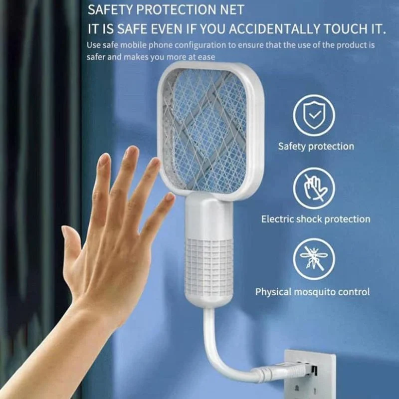 Portable Mini Mosquito Swatter | USB Rechargeable Electric Bug Zapper with LED Night Light | Random color - Image 4