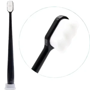 Nano Toothbrush with Travel Case | Ultra Soft Micro-Nano Bristles | For Sensitive Gums, Adults & Kids | Black