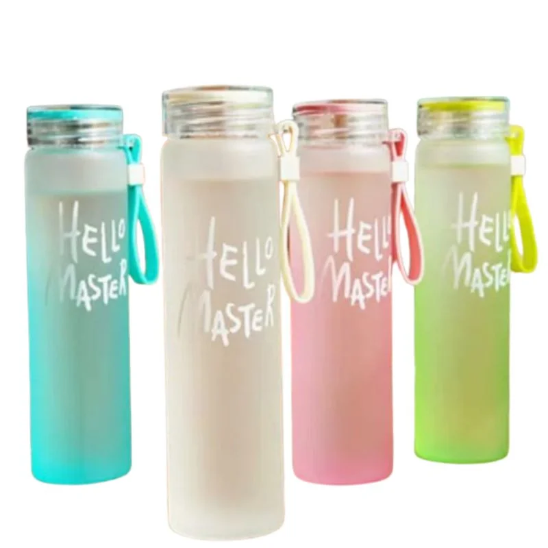 White Frosted Glass Water Bottle | Leak-Proof Insulated Bottle with Hello Master Decal Logo | 400ml - Image 3