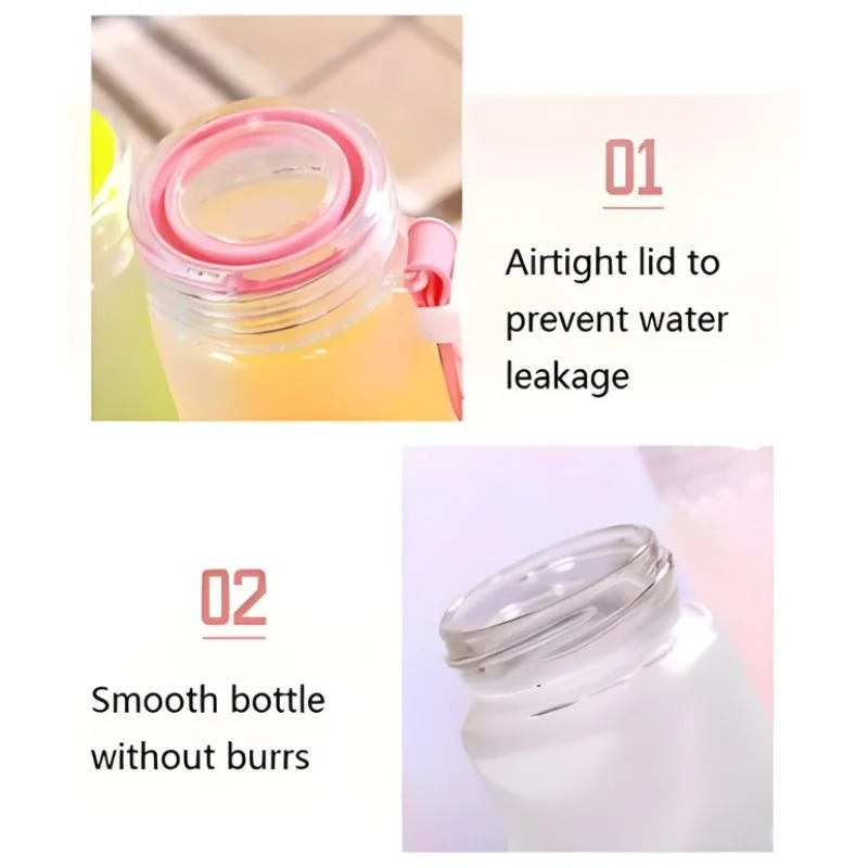 White Frosted Glass Water Bottle | Leak-Proof Insulated Bottle with Hello Master Decal Logo | 400ml - Image 4