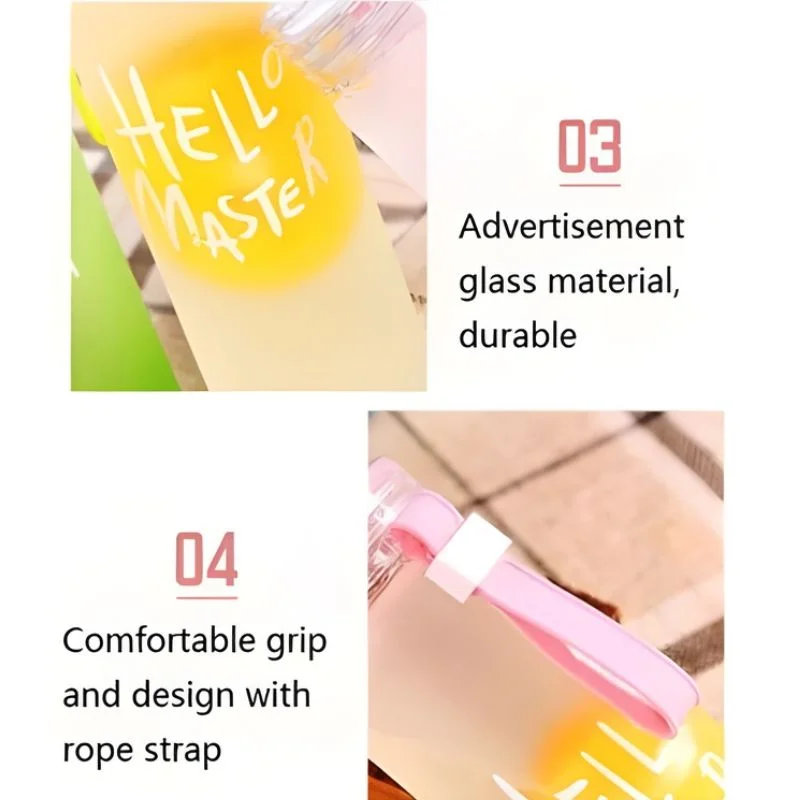 White Frosted Glass Water Bottle | Leak-Proof Insulated Bottle with Hello Master Decal Logo | 400ml - Image 5