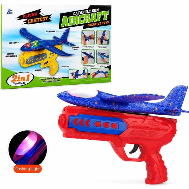 Catapult Gun Aircraft Toy for Kids | Foam Airplane Launcher Glider Flying Toy 2-in-1 - Image 5