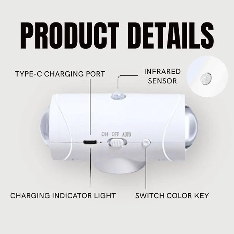 LED Night Light with Motion Sensor | Rechargeable Wireless Wall Lamp | Dimmable Smart Night Light | Magnetic Indoor & Outdoor Wall Light - Image 3