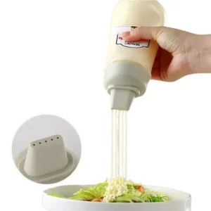 5 Hole Squeeze Sauce Bottle | Refillable Condiment Dispenser with Lid | Multipurpose Ketchup & Hot Sauce Bottle for Kitchen | Black Cap