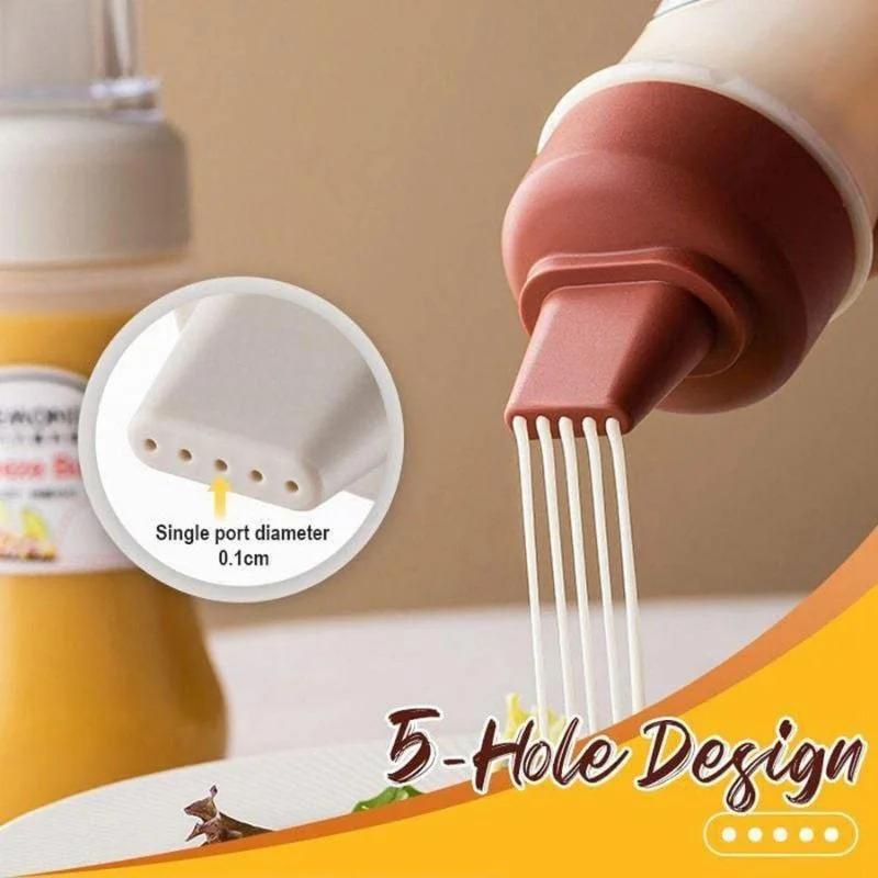 5 Hole Squeeze Sauce Bottle | Refillable Condiment Dispenser with Lid | Multipurpose Ketchup & Hot Sauce Bottle for Kitchen | Black Cap - Image 8