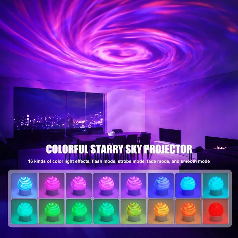 2-in-1 Ocean Wave Projector Light & Northern Aurora Lamp | 16 Colors RGB Night Light Projector | Bedroom Mood Lamp - Image 4