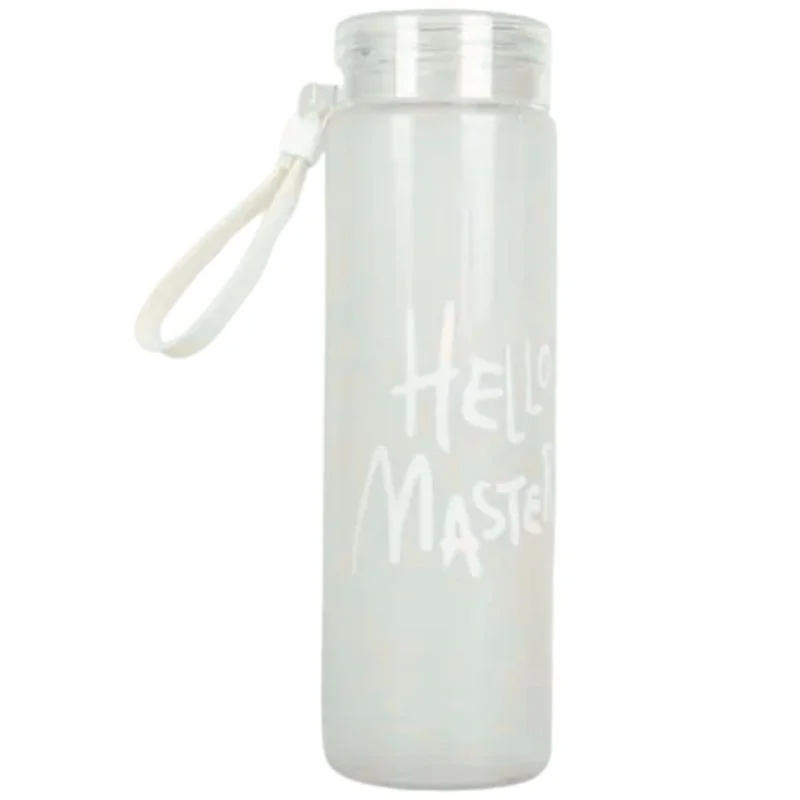 White Frosted Glass Water Bottle | Leak-Proof Insulated Bottle with Hello Master Decal Logo | 400ml - Image 6