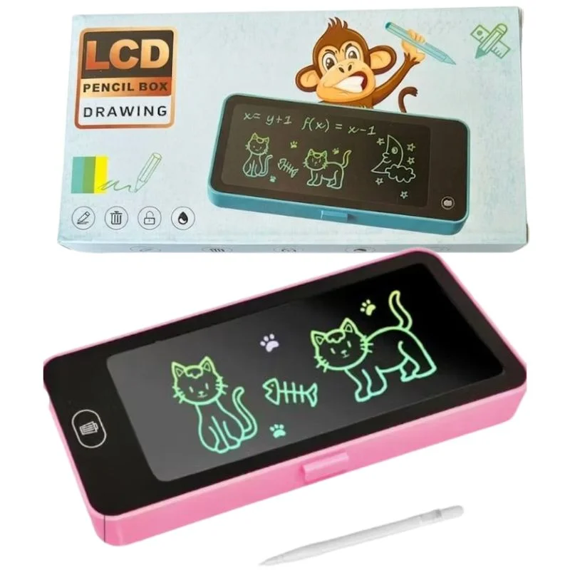 LCD Drawing Pen Case for Kids | Writing Tablet Pencil Box with Screen Lock & One-Key Erase | Random Color - Image 6
