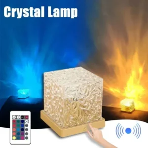 16 Colors Crystal Cube Ambient Light | RGB Water Ripple Lamp Projector with Remote Control | Dynamic Underwater Effect Mood Light for Bedroom, Living Room & Home Decor