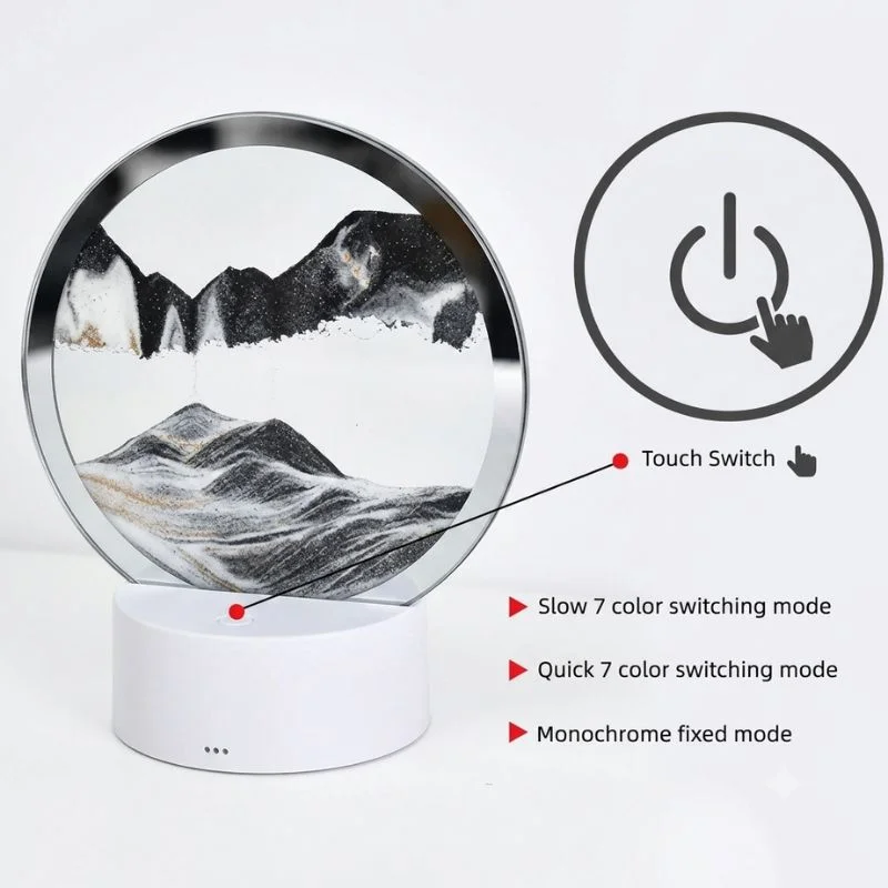 3D Moving Sand Art LED Lamp | Flowing Sandscape Painting Display | USB Decorative Table Lamp for Home & Office | Random Color - Image 3