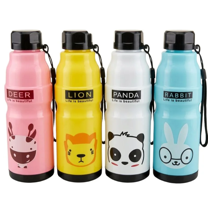 Kids Water Bottle 650ml | Cute Minions Panda Rabbit Design | Leak-Proof BPA Free | Random Color - Image 5