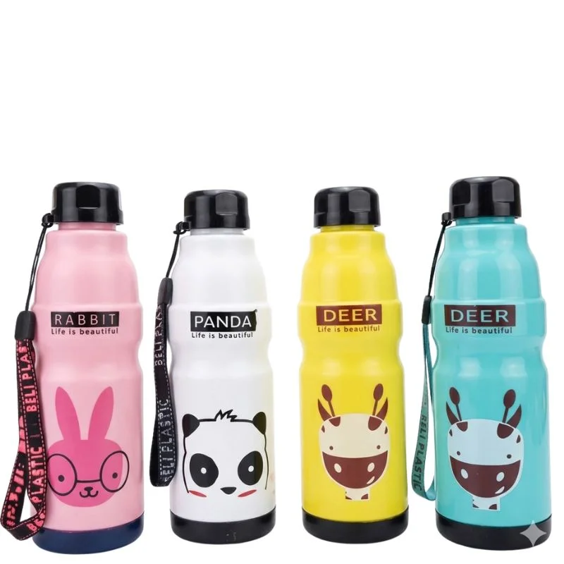Kids Water Bottle 650ml | Cute Minions Panda Rabbit Design | Leak-Proof BPA Free | Random Color - Image 4