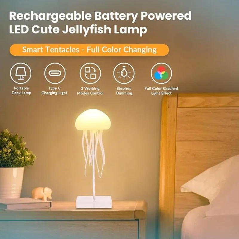 LED Jellyfish Lamp RGB Mood Light | Voice Control Fantasy Jellyfish Night Light | Decorative Bedroom & Living Room Lighting - Image 4