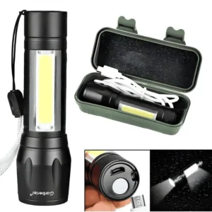 Metal COB Flashlight Torch  | Mini Rechargeable LED Work Light & Waterproof Emergency Penlight