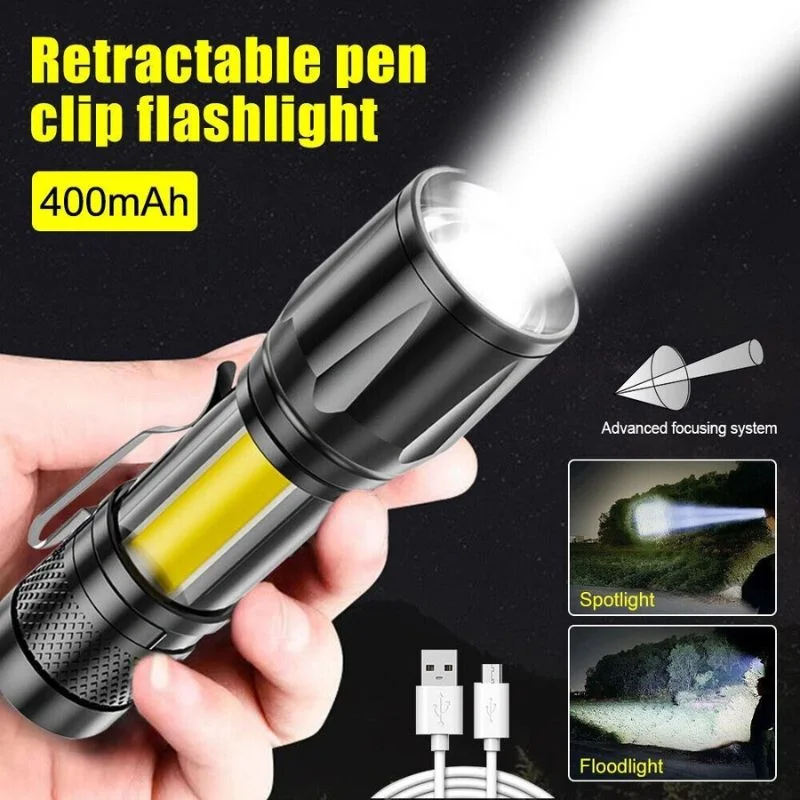 Metal COB Flashlight Torch | Mini Rechargeable LED Work Light & Waterproof Emergency Penlight - Image 8