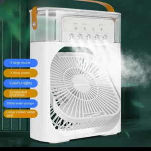 9 Inch Mist Fan | Portable Air Conditioner Fan | Mist Water, And Humidifier Function | Led Night Light Water Mist | Random Color