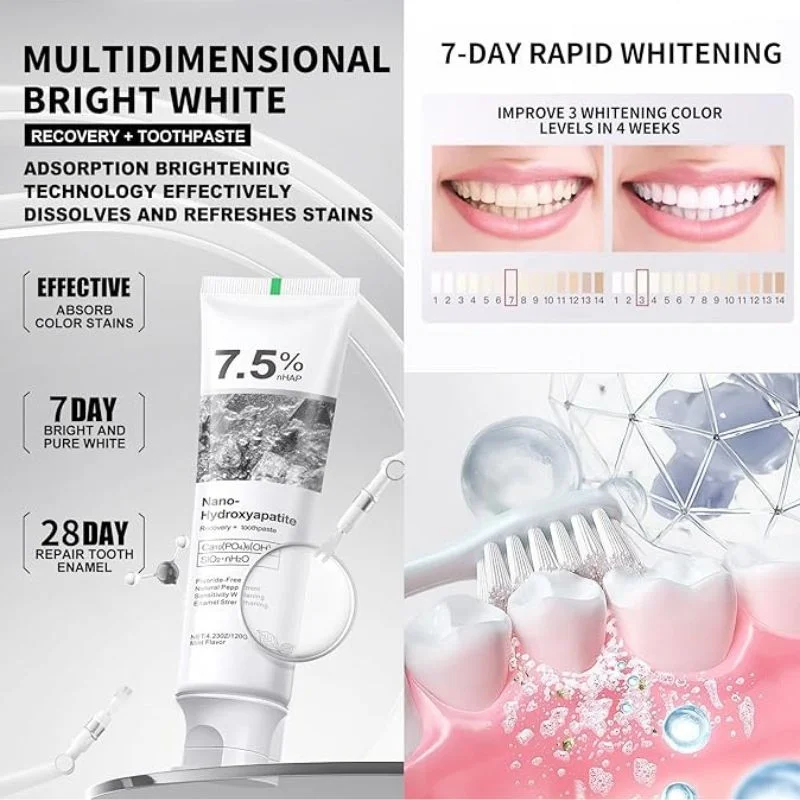7.5% Nano-Hydroxyapatite Toothpaste | Deep Cleaning & Advanced Enamel Protection | Fluoride-Free Mint Toothpaste for Sensitive Teeth | Fresh Breath & Daily Oral Care - Image 6