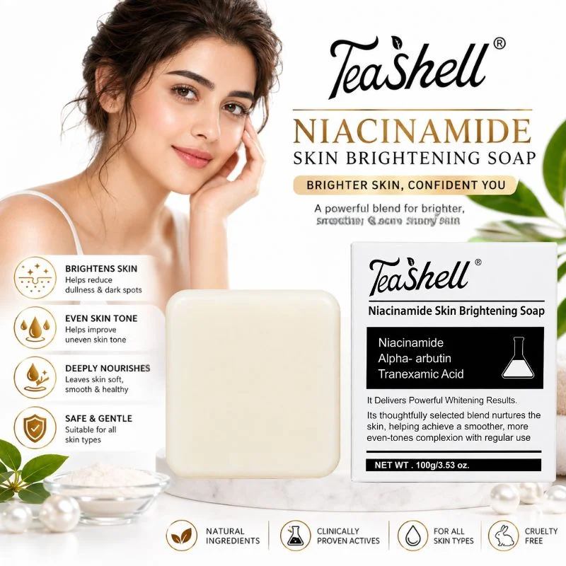 TeaShell Niacinamide Skin Brightening Soap | Face & Body Brightening Bar with Niacinamide, Alpha Arbutin & Tranexamic Acid | Deep Cleansing Formula | For Men & Women | 100g - Image 4