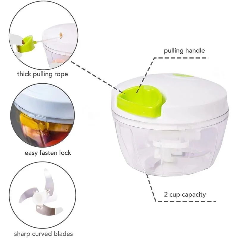 Manual Mini Hand Pull Food Chopper | Spin Cutter Vegetable & Fruit Chopper | Food Processor for Onion, Garlic, Salad & Kitchen Use - Image 6