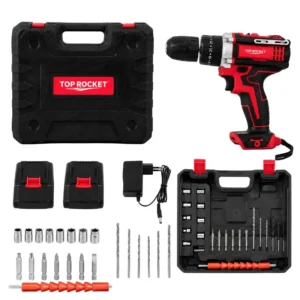 TOP ROCKET Cordless Rechargeable Drill Machine Kit |   48V  Double Batteries | 3-in-1 Drill, Screwdriver & Impact Driver | Variable Speed Power Tool Set with Carry Case