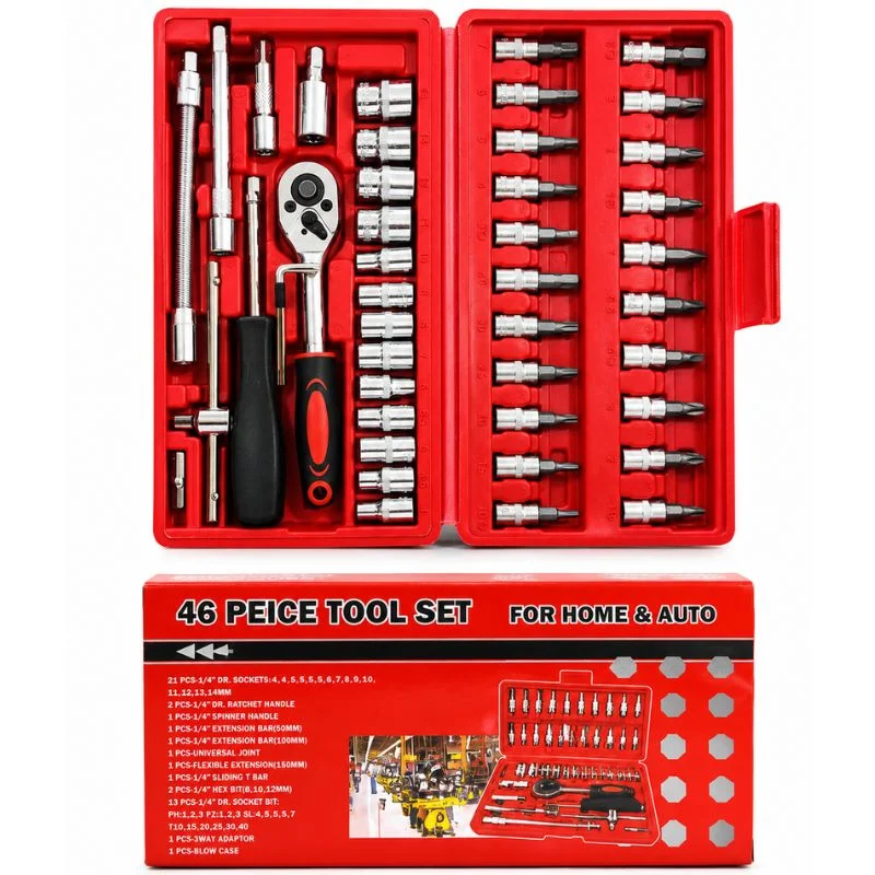 46-Piece Socket Wrench Set | Complete Ratchet Socket & Screwdriver Bit Tool Kit | Chrome Vanadium Steel Repair Tool Set with Storage Case - Image 7