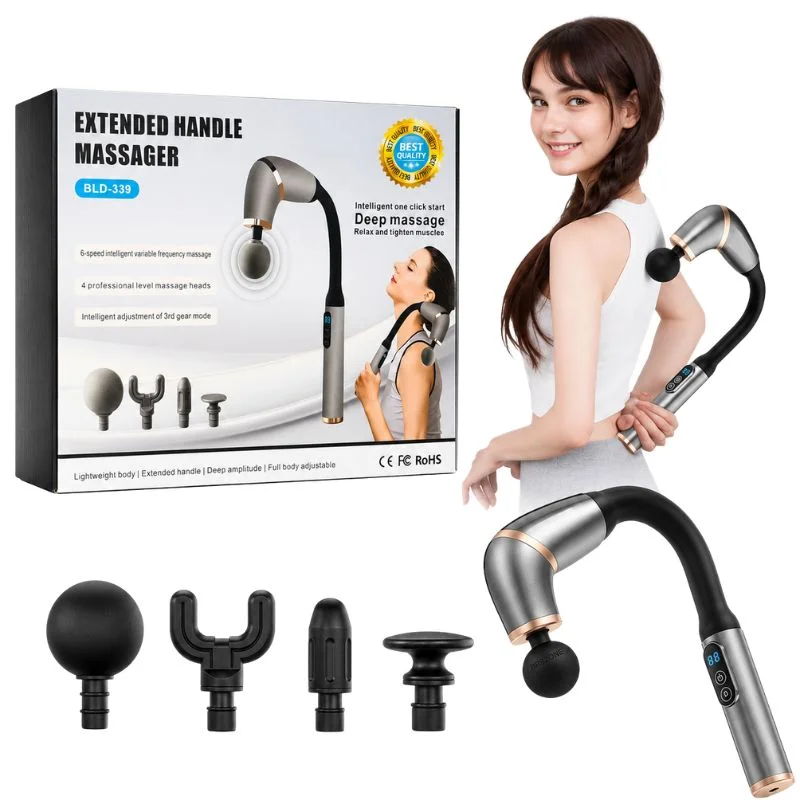 Long Handle Fascial Gun Massager | Model: BLD-339 | Rechargeable Massage Gun with 4 Interchangeable Heads | Full Body Muscle Relaxation - Image 8