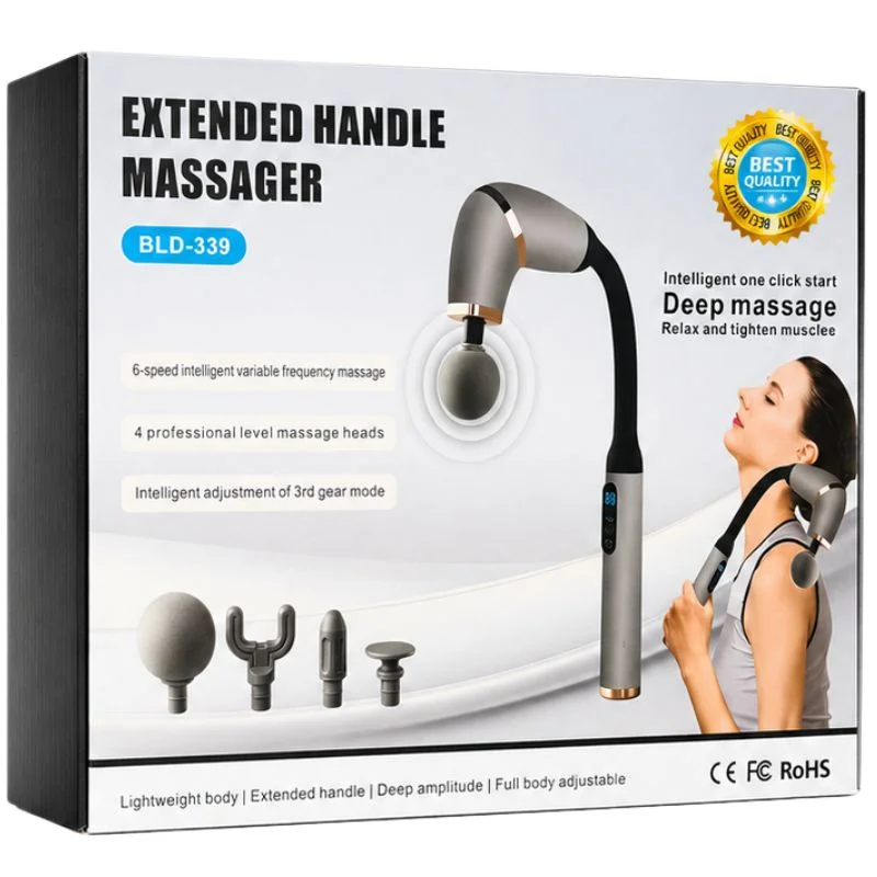 Long Handle Fascial Gun Massager | Model: BLD-339 | Rechargeable Massage Gun with 4 Interchangeable Heads | Full Body Muscle Relaxation - Image 3