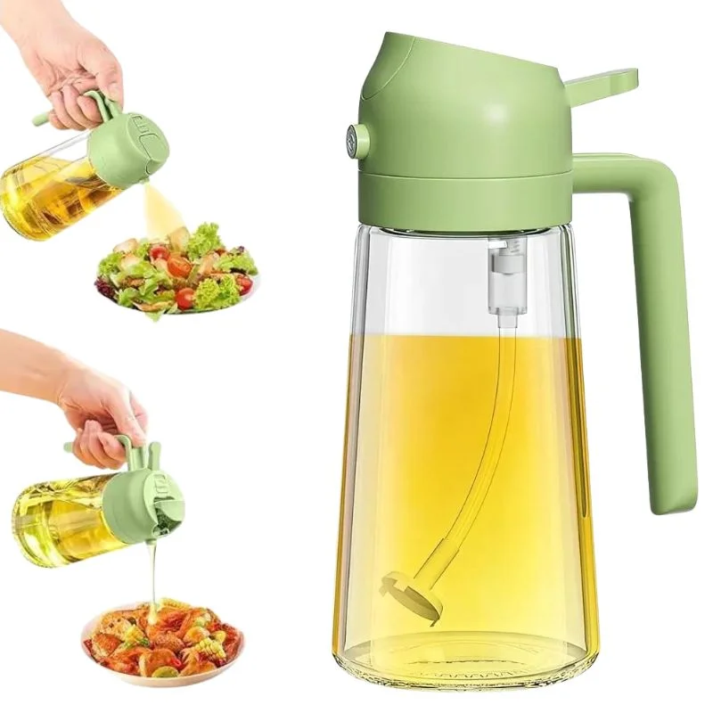 2-in-1 Glass Oil Spray Bottle & Dispenser with Pouring Spout | Kitchen Oil Mister for Air Fryer, BBQ & Cooking| 450ml - Image 4
