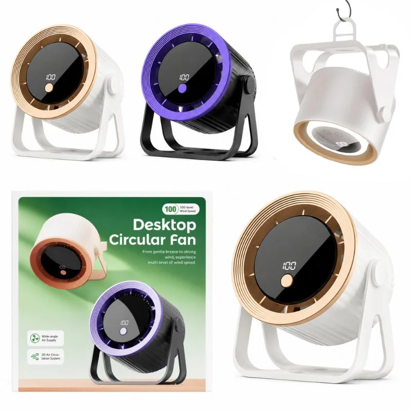 Desktop Circular Rechargeable Fan with 360° Adjustable Airflow | Model QL-02 | Quiet Personal Cooling Fan for Home, Office & Bedroom | Random Color - Image 5