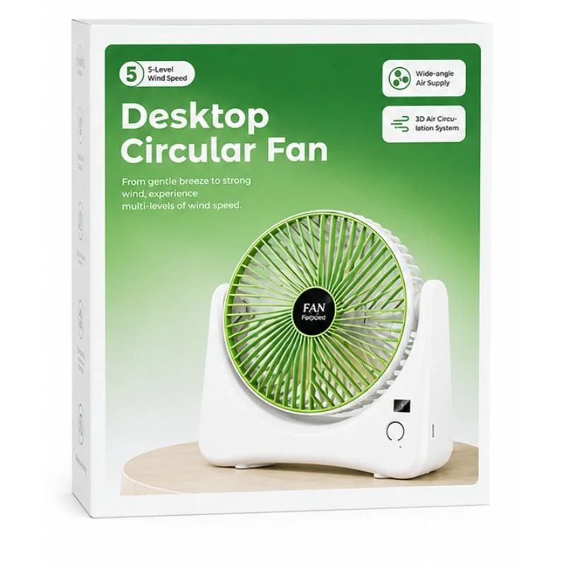 Circular Rechargeable Desktop Fan | Model QL-01 | 3 Speed Personal Cooling Fan | Quiet Air Circulator for Home, Office & Travel | Random Color - Image 4